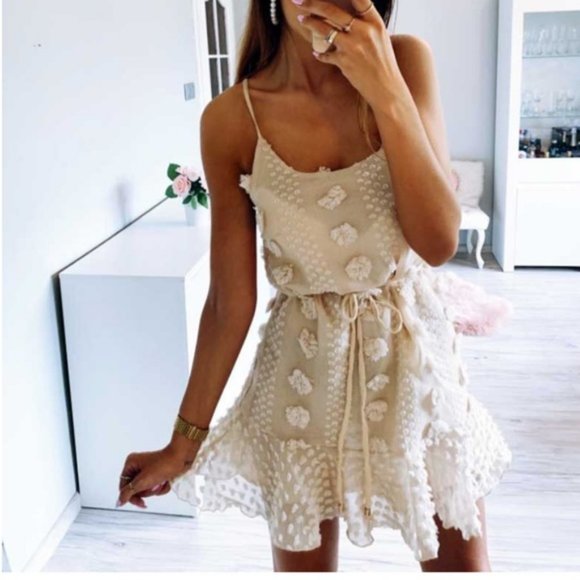 Bellanblue Dresses & Skirts - boho cream embroidered ruffle cami dress summer